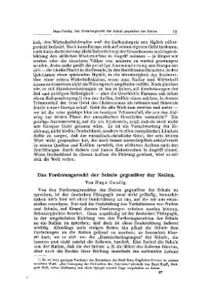 Das Forderungsrecht der Schule gegenüber der Nation