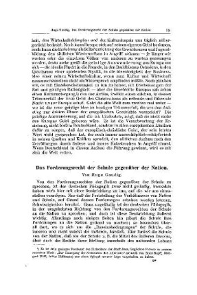 Das Forderungsrecht der Schule gegenüber der Nation