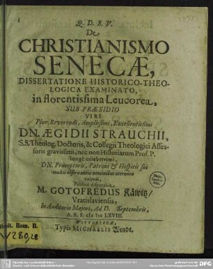 De Christianismo Senecae dissertatio