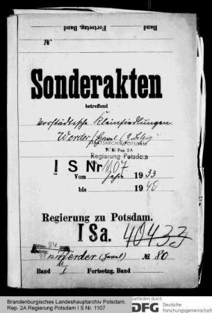 Kleinsiedlungen in Werder (Havel), Kr. Zauch-Belzig