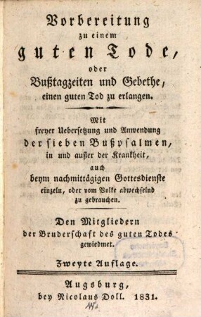 Vorbereitung zu einem guten Tode