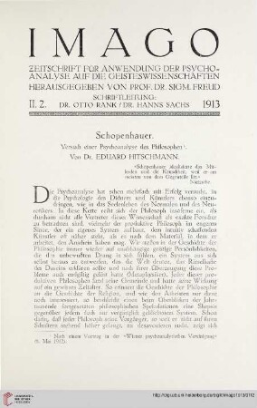 2: Schopenhauer : Versuch einer Psychoanalyse des Philosophen