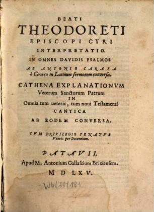 Interpretatio in omnes Davidis Psalmos