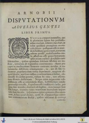Arnobii Disputationum Adversus Gentes.