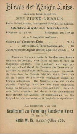 Bildnis der Königin Luise