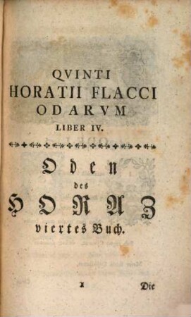 Uebersetzung der Oden des Horaz, Viertes Buch