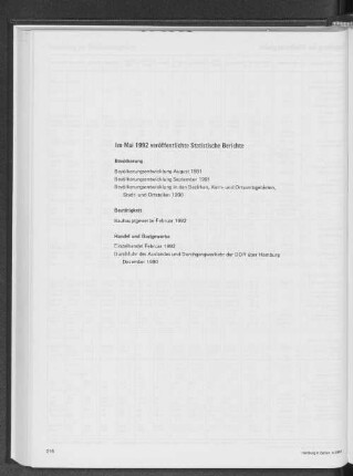Im Mai 1992 veröffentlichte Statistische Berichte