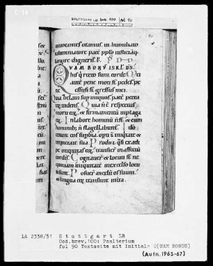 Kalendar - Psalterium - Hymnar (Benediktinerhandschrift) — Initiale Q(aum bonus), Folio 90recto
