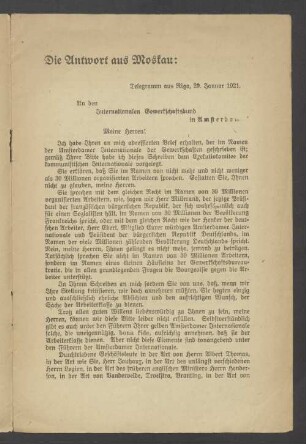 Die Antwort aus Moskau