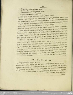VII. Wohlthäter