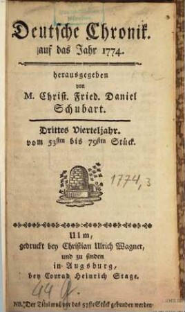 Deutsche Chronik : aufs Jahr .... 1774,3, 1774,3