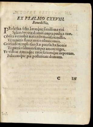 Ex Psalmo CXXVIII. Benedictio.