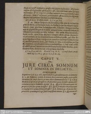Caput V. De Jure Circa Somnum Et Somnia in Delictis