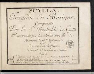 Scylla : Tragedie En Musique