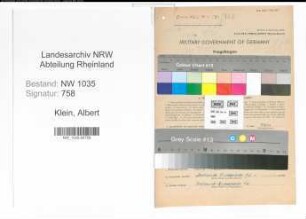 Entnazifizierung Albert Klein , geb. 25.04.1907 (Inspektor)