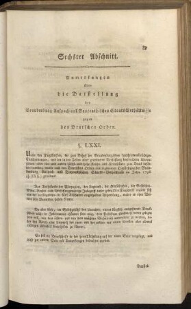 Sechster Abschnitt. Anmerkungen über die Darstellung der Brandenburg-Aspach- und Bayreuthischen Staats-Verhältnisse gegen den Deutschen Orden.