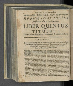 Rervm In Svprema Frisiorum Curia judicatarum. Liber Quintus