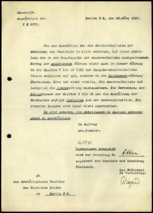 Schreiben (Abschrift); Auswärtiges Amt an AIDR