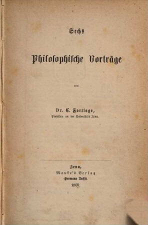 Sechs philosophische Vorträge