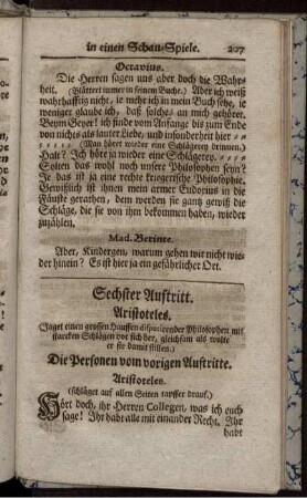 Sechster Auftritt. Aristoteles.