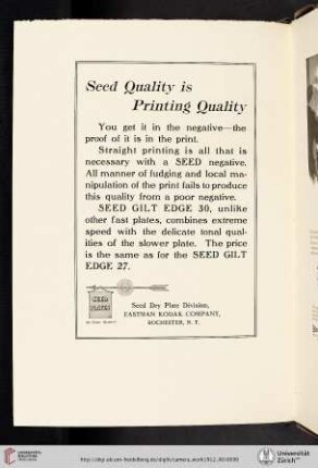 Seed Dry Plate Division, Eastman Kodak Company [Seed Gilt Edge 30 Plates]