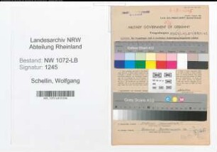 Entnazifizierung Wolfgang Schellin , geb. 17.07.1908 (Ingenieur)