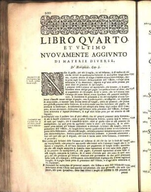 Libro Qvarto Et Vltimo Nvovamente Aggivnto Di Materie Diverse.