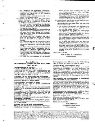 Literaturhinweise des volkseigenen Verlages Volk und Wissen Berlin : vom 2. Juli 1971