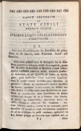Capvt Secvndvm De Statv Civili