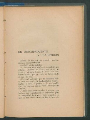 Un descubrimiento y una opinión