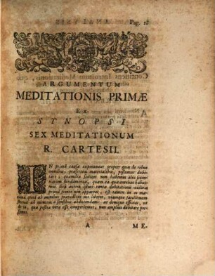 Analysis exegetica in 6 meditationes Cartesii de prima philosophia