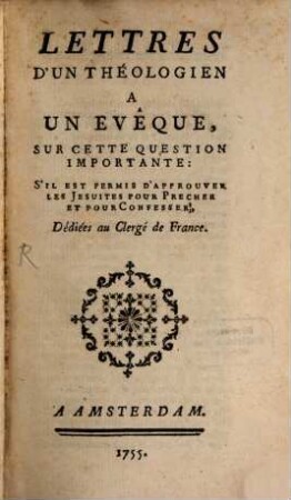 Lettres d'un théologien à un évêque