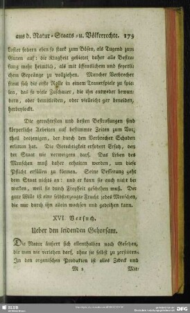 XVI. Versuch. Ueber den leidenden Gehorsam