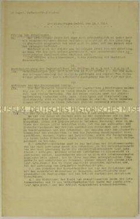 Tagesbefehl der 16. bayerischen Infanterie-Division u.a. zur Führung von Divisionsabteilungen