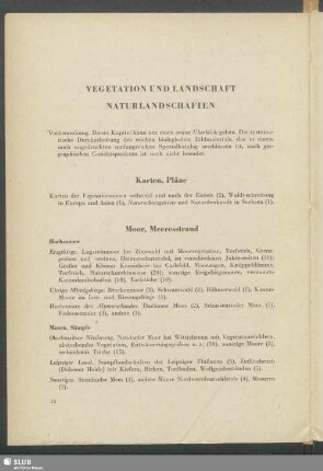 Vegetation und Landschaft, Naturlandschaften