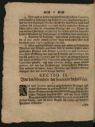 Sectio II. Von den Membris der Societät dieses Fisci