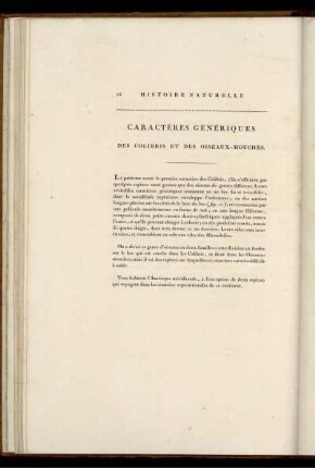 Caractères Génériques Des Colibris Et Des Oiseaux-Mouches.