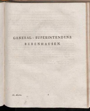 General-Superintendenz Bebenhausen.