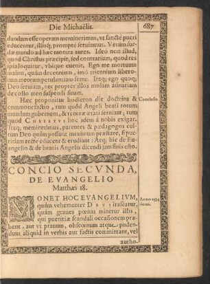Concio Secunda, De Evangelio ...