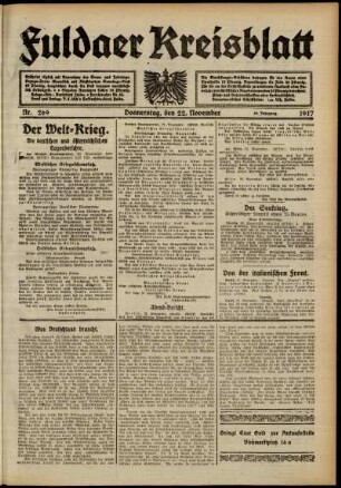 Ausgabe vom Donnerstag, den 22. November 1917.