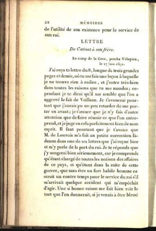Lettre De Catinat à son frère. Au camp de la Gora, proche Villepion, le 17 juin 1691. [...]