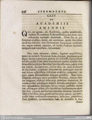 CXXV De Academiis Amandis