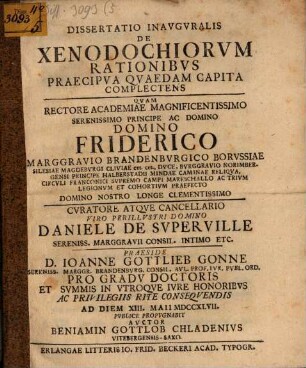 Dissertatio Inavgvralis De Xenodochiorvm Rationibvs Praecipva Qvaedam Capita Complectens