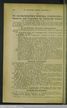 J. Die römisch-katholischen Geistlichen, Kirchschullehrer, Kantoren und Organisten im Königreiche Sachsen