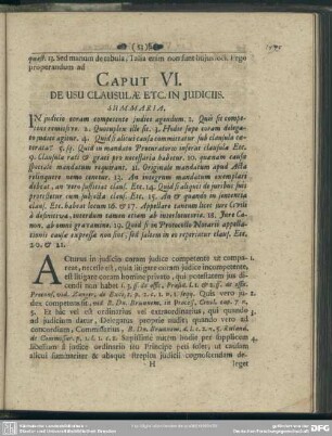 Caput VI. De Usu Clausulae Etc. In Iudiciis
