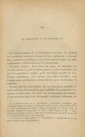 XII Le Radicalisme Et Le Socialisme