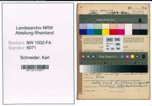 Entnazifizierung Karl Schneider, geb. 24.05.1896 (Pfoertner)