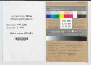 Entnazifizierung Wilhelm Heidemann, geb. 14.11.1904 (Postassistent)