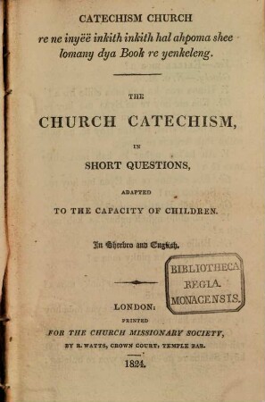 The church Catechism in short questions adapted to the capacity of children
