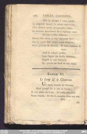 Fable XI. Le Loup & le Chevreau.